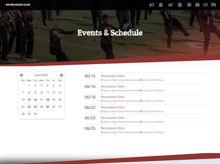Wayne Band Events Calendar